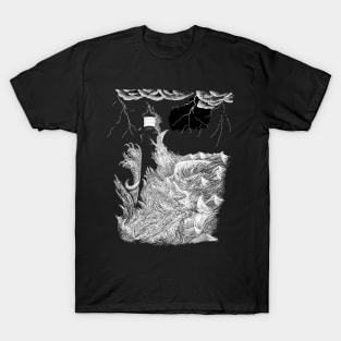 Lighthouse in the storm with waves T-Shirt